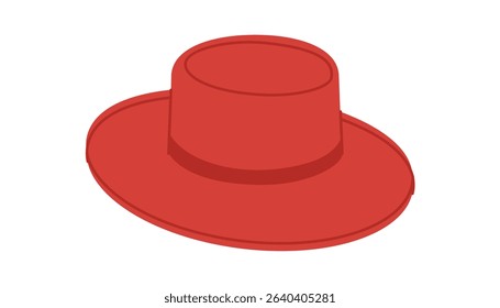 Gambler Hat with band. Head Fashion accessory cap with wide brim clothing technical illustration. Vector headgear for Men, women, unisex style, flat template CAD mockup sketch outline isolated