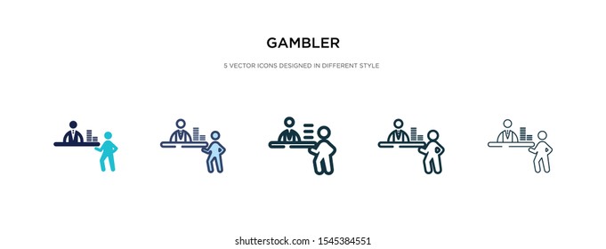 gambler icon in different style vector illustration. two colored and black gambler vector icons designed in filled, outline, line and stroke style can be used for web, mobile, ui