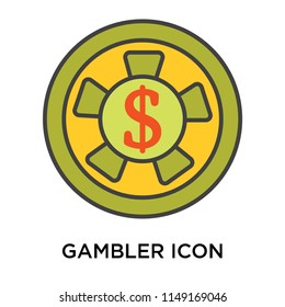 Gambler icon vector isolated on white background for your web and mobile app design, Gambler logo concept