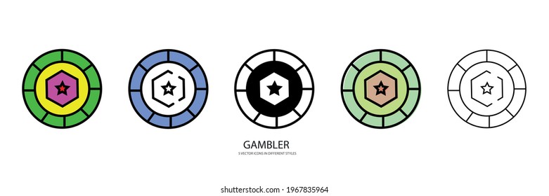 Gambler set vector type icon
