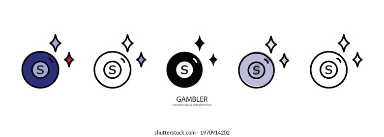 gambler set vector type icon