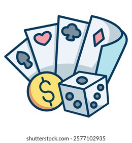 Gamblers Fallacy Icon - Lineal Color Style - Cognitive Biases Theme