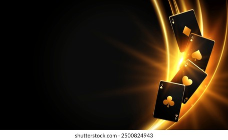 gambling ace card dark background with text space and light effect vector