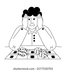 Gambling anger illustration in glyph style 

