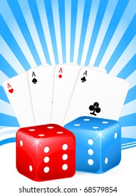 gambling background with cards and dice