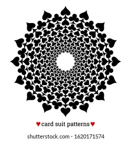 Gambling card suit poker pattern made with spades and clubs. Casino poker abstract pattern for prints and gamble banners.