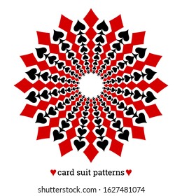 Gambling card suit poker pattern made with diamonds and spades. Casino poker abstract pattern for prints and gamble banners.