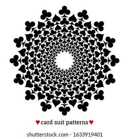 Gambling card suit poker pattern made with clubs and spades. Casino poker abstract pattern for prints and gamble banners.