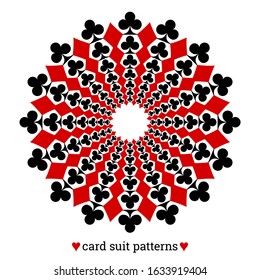 Gambling card suit poker pattern made with clubs and diamonds. Casino poker abstract pattern for prints and gamble banners.
