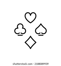 Gambling Card Suit Spade Line Icon. Casino Game Black Flat Symbol. Poker Play Suit Set Outline Pictogram. Playing Card. Black Jack Club In Las Vegas Symbol. Isolated Vector Illustration.