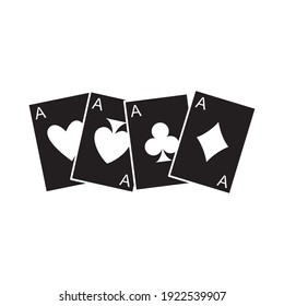 gambling cards icon over white background, silhouette style, vector illustration