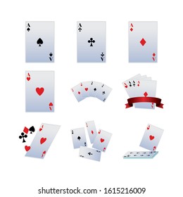 gambling cards icon set over white background, vector illustration