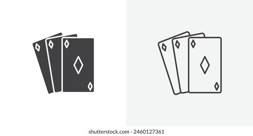 Gambling Cards Icon Set. Vector symbols for playing cards in gambling settings.