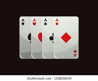 Gambling cards. Vector illustration. Set of aces