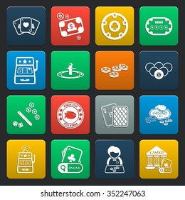 gambling, casino 16 icons universal set for web and mobile flat