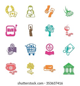 gambling, casino 16 icons universal set for web and mobile flat