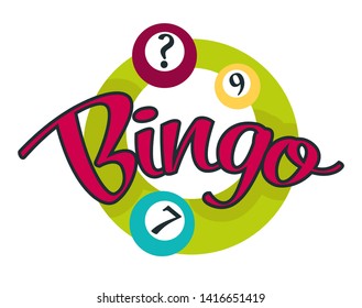 Gambling casino club isolated icons with lettering bingo game balls with numbers vector money stakes and guessing combination luck and fortune gamblers club emblem or logo lottery easy earning