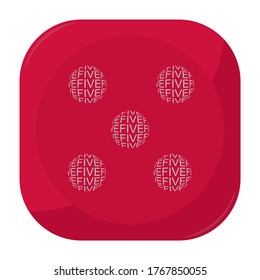 Gambling Casino Dice With Number Five Isolated On White. Dice Sign Vector Icon