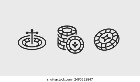 Gambling and casino games icons. Gambling and casino games trendy minimal icons set. Playing Cards, Deck of Cards icon. Design signs for web page, mobile app, packaging design. Vector illustration