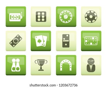 gambling and casino Icons over green background - vector icon set