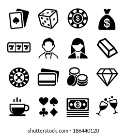 Gambling and Casino Icons Set. Vector