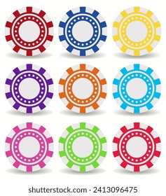 Gambling casino poker chips color sign set