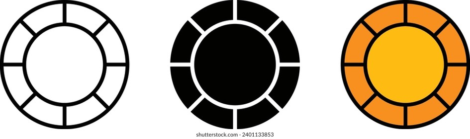 Gambling chip icon isolated, lined and colored sign symbol. Vector illustration