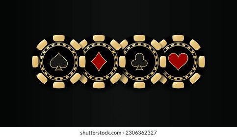 Gambling chips with card suit sign