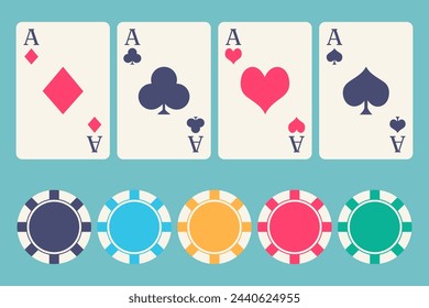 gambling chips and cards. gambling and casinos. vector illustration