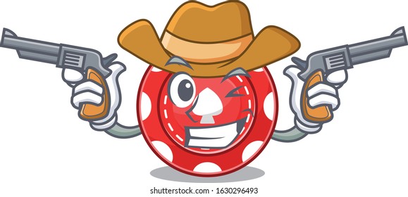 Gambling chips dressed as a Cowboy having guns