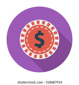Gambling chips icon. Flat vector related icon with long shadow for web and mobile applications. It can be used as - logo, pictogram, icon, infographic element. Vector Illustration.