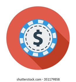 Gambling chips icon. Flat vector related icon with long shadow for web and mobile applications. It can be used as - logo, pictogram, icon, infographic element. Vector Illustration.