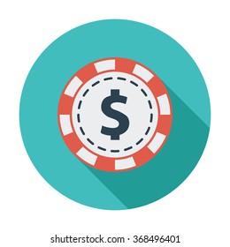 Gambling chips icon. Flat vector related icon with long shadow for web and mobile applications. It can be used as - logo, pictogram, icon, infographic element. Vector Illustration.