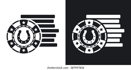 Gambling chips icon, vector. Two-tone version on black and white background