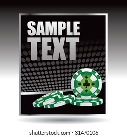 gambling chips on black halftone banner