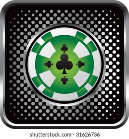 gambling chips on black halftone web button