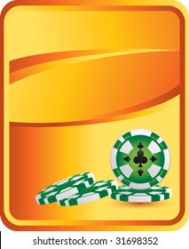 gambling chips on gold background
