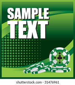 gambling chips on green halftone banner