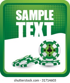 gambling chips on green halftone banner