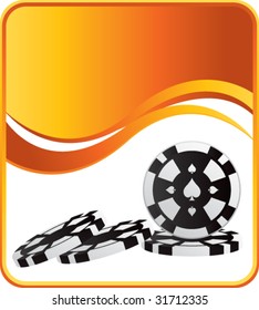 gambling chips on orange wave background