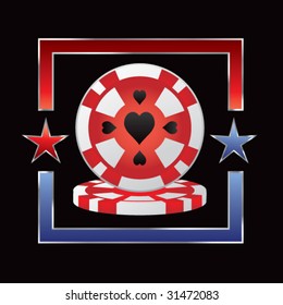 gambling chips on star background