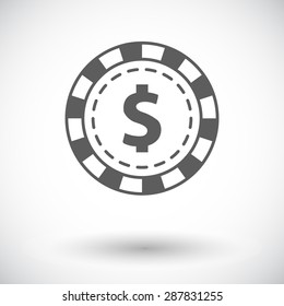 Gambling chips. Single flat icon on white background. Vector illustration.