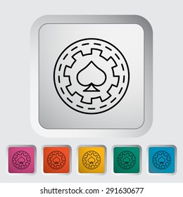 Gambling chips. Single flat icon on the button. Vector illustration.