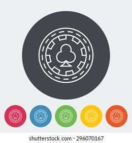 Gambling chips. Single flat icon on the circle button. Vector illustration.