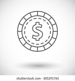 Gambling chips. Single flat icon on white background. Vector illustration.
