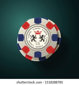 Gambling chips top view - pile of casino chips with heraldic elements