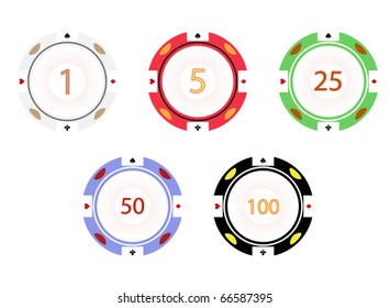 Gambling chips, vector illustration. EPS 8 .