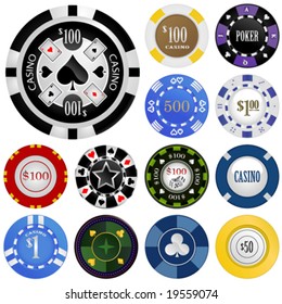 gambling chips vector set