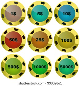 Gambling chips vector set