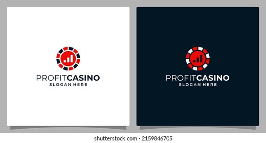 Gambling Coin Template Logo Design With Investment Profit Chart Logo. Premium Vector